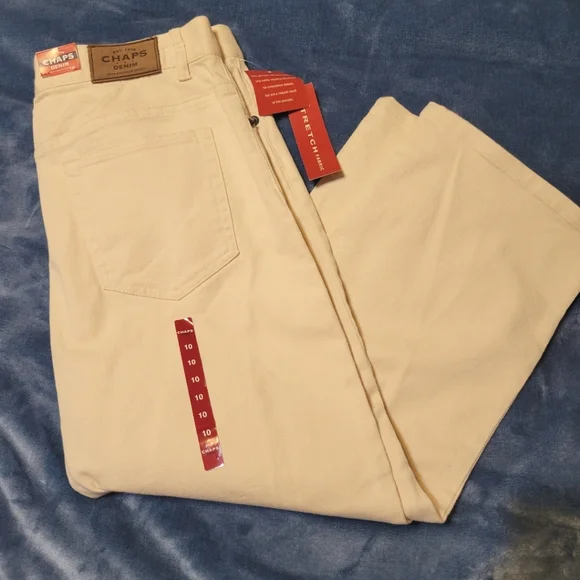 CHAPS Denim Crop Pants / Capri Pants - Cream color - Size 10 - NEW - Picture 1 of 4
